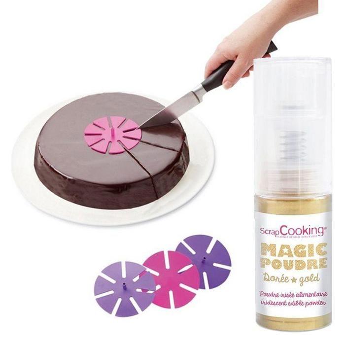 Marque-parts de gâteaux + 1 Poudre alimentaire irisée dorée