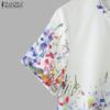 ZANZEA Women Casual Round Neck Summer Short Sleeve Print Blouse