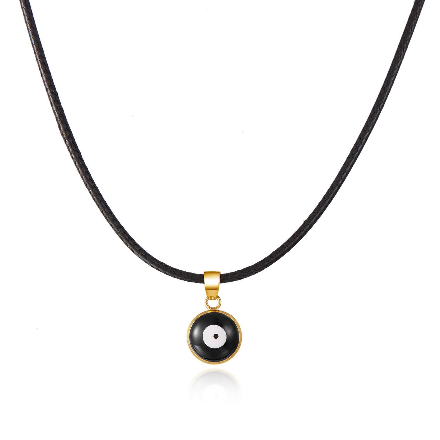 

European and American new black rope eye necklace creative blue eye devil s eye neck chain necklace female