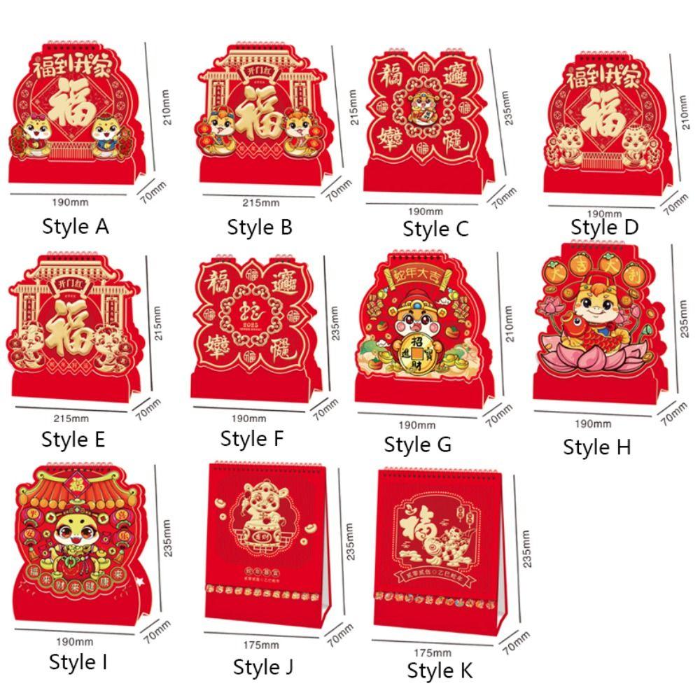 Hot Stamped 2025 Desk Calendar Blessing Year of The Snake Calendar  Business Gift