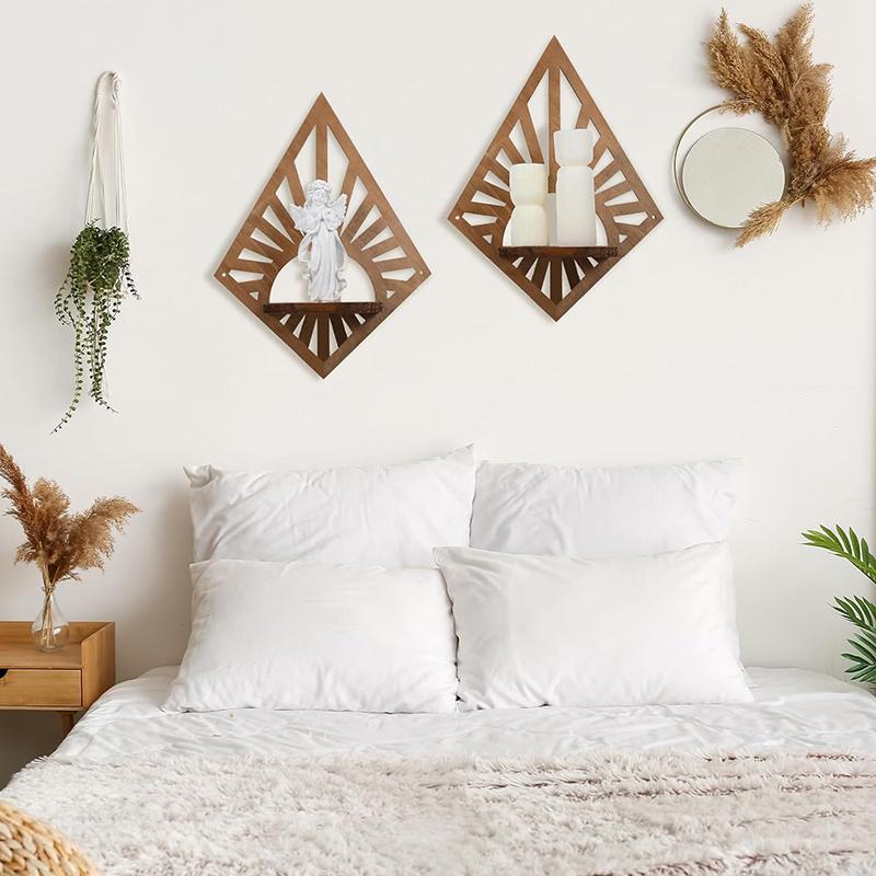 1 buc Cadru de Perete Geometric din Pin Decorativ Suport de Perete pentru Afișare Raft Plutitor 11x14in