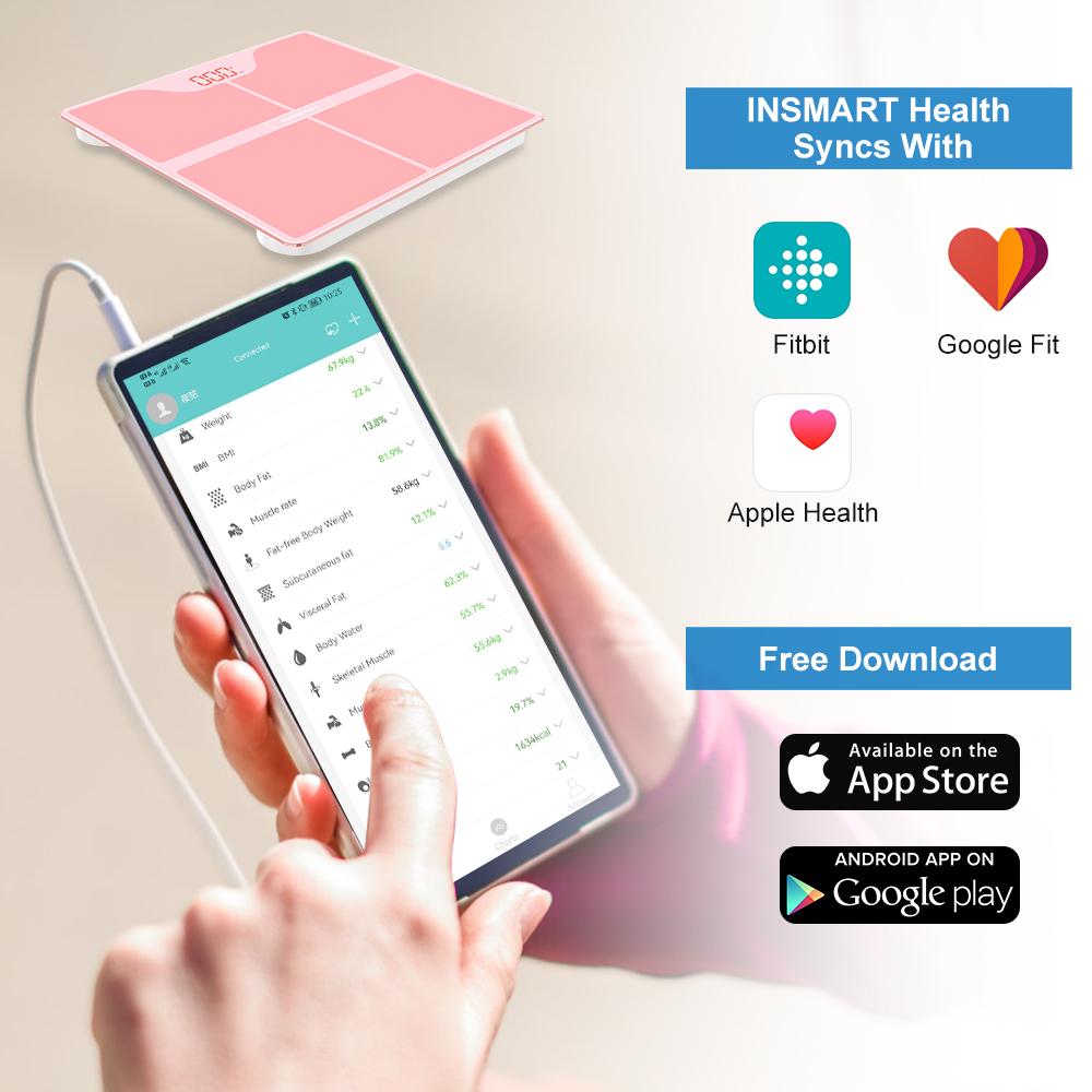 INSMART Multifunctional Body Weight Scale Bluetooth Body Fat Scale LED Display Weight Balance Body Composition Analyzer