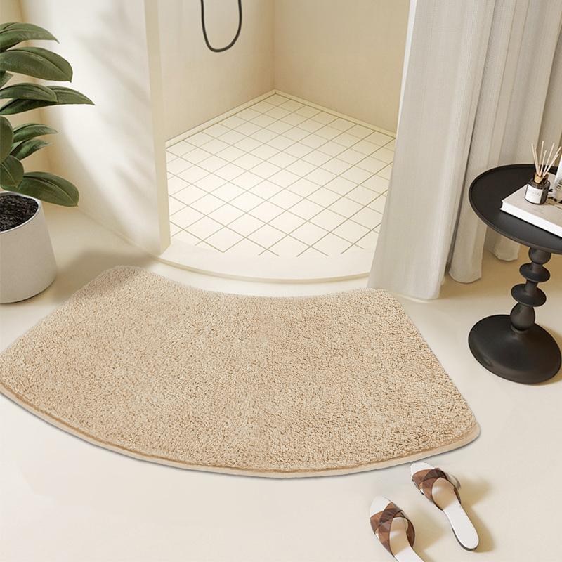 Solid Color Thick Furry Arched Shower Room Absorbent Floor Mat Soft Fur Foot Mat Bathroom Mat Non-slip Mat