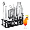 Modern Stainless Steel Cocktail Shaker Set With 25 Piece Bar Tools For Mixology