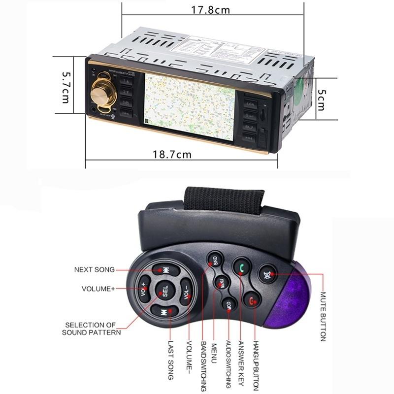 1Din HD Car Radio Audio MP5 Player Car Stereo Bluetooth USB/TF FM Aux Input Steering Remote Control