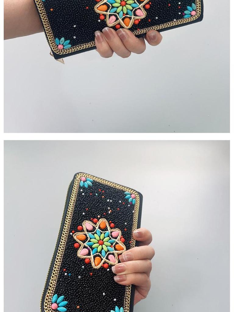 Ręcznie robiona etniczna retro kopertówka: Koraliki Ryżowe Kosmetyczka Wieczorowa na Zamek Błyskawiczny i do Przechowywania