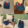 Denim Bow Patterned Crossbody Bag With Contrast Piping For Casual Travel
