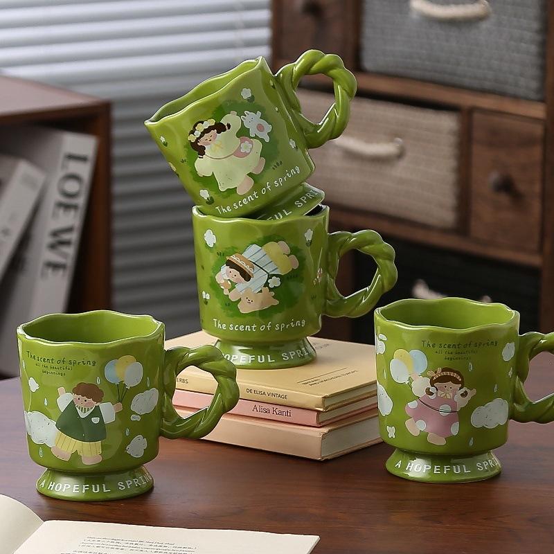 Cute Tall Mug Girls Water Cup Home Office Cup High Value Ceramic Cup Breakfast Cup Men