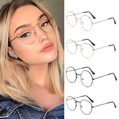 Fashion Round Vintage Anti-Blue Light Eyeglasses Eye Protection Ultra Light Frame Metal Glasses
