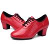 Genuine Leather Women Dance Shoes Heels 3.5CM Lace-Up  Women's Latin Dance Shoes /Rubber Sole 5CM Dance Shoe High Quality