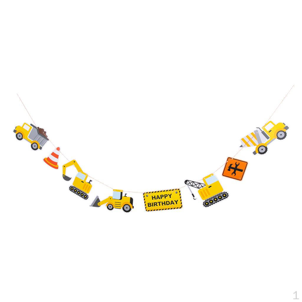 Engineering Vehicle Themed Hanging Flag Birthday Party Bunting Banner Decor