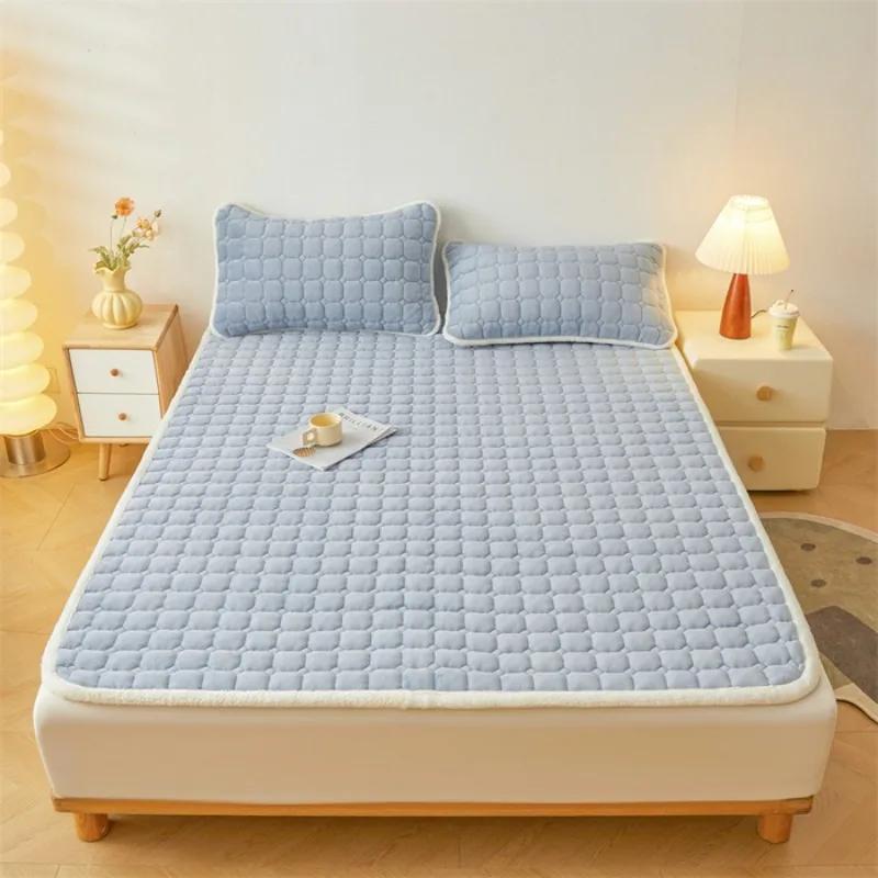 Class A Thickened Milk Fleece Mattress Winter Warm Fleece Bed Cover Student Dormitory Mat Quilt