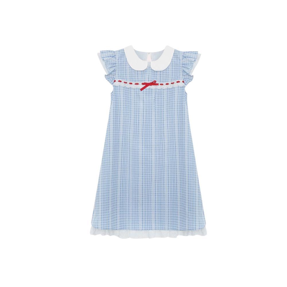 Japanese gentle and sweet small college style design loose age-reducing doll collar splicing small flying sleeve dress women