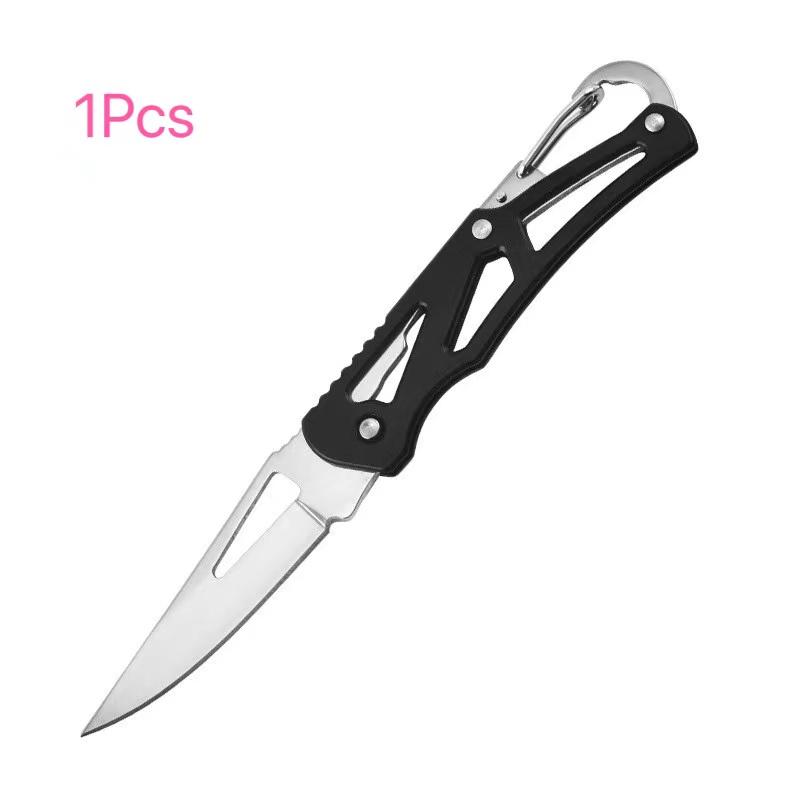 Stainless Steel Folding Fruit Paring Knife Portable Keychain Non-slip Utility Knife for Home Picnic Outdoor 1pc