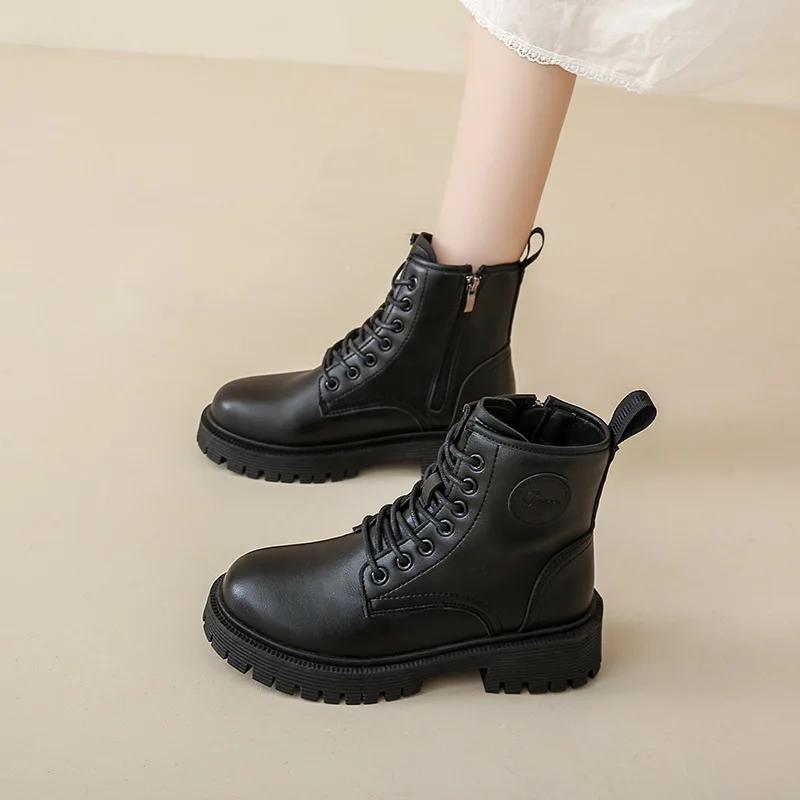 Fashion Riding Boots Women British Wind 2024 New Spring and Autumn Single Boots Platform Ankle Boots