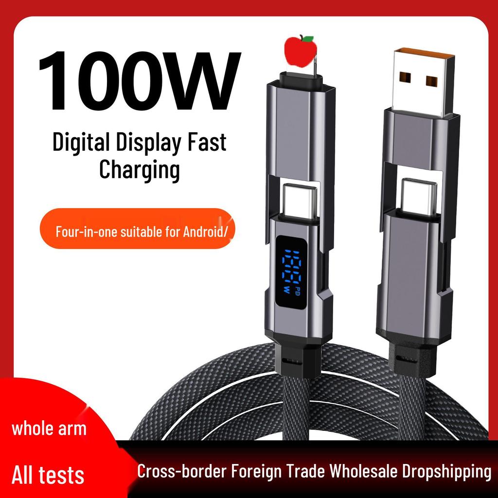 120W Fast Charging 4-in-1 Data Cable for Apple 15/16 & Huawei Dual Type-C, 6A