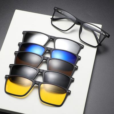 Box Set Of Glasses Magnetic Clip Glasses Polarized Sunglasses Driving Myopia Frame 5-In-1 Sunglasses