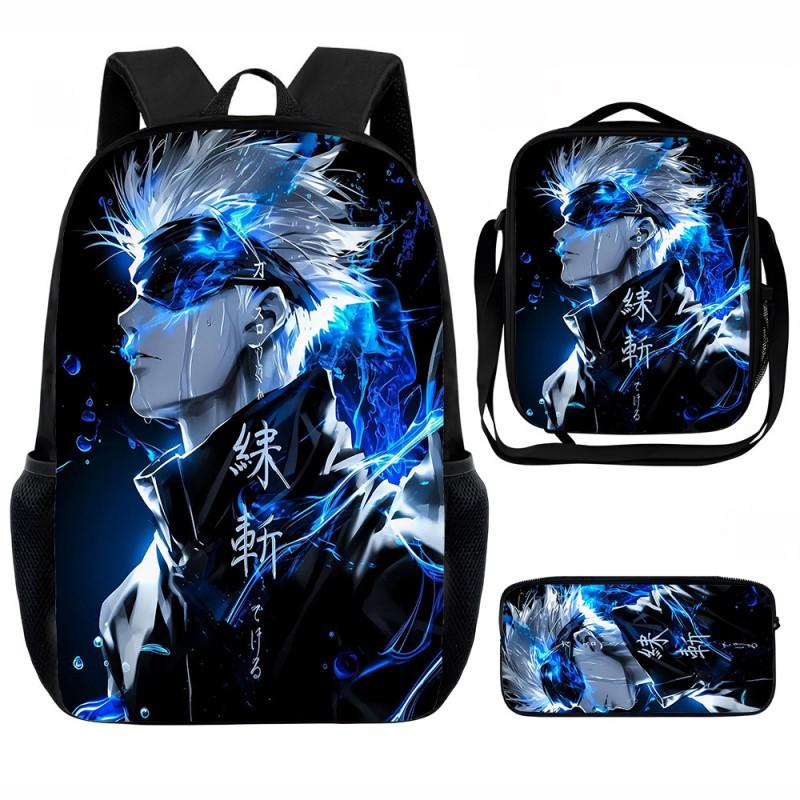Set Zaino Scolastico Cartone Animato Anime Bambini Leggero Ergonomico Borsa a Spalla Doppia Con Portapranzo Astuccio Tessuto Oxford