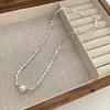 Broken a few taels of small square pearl necklace women's irregular high-end design collarbone chain fashion