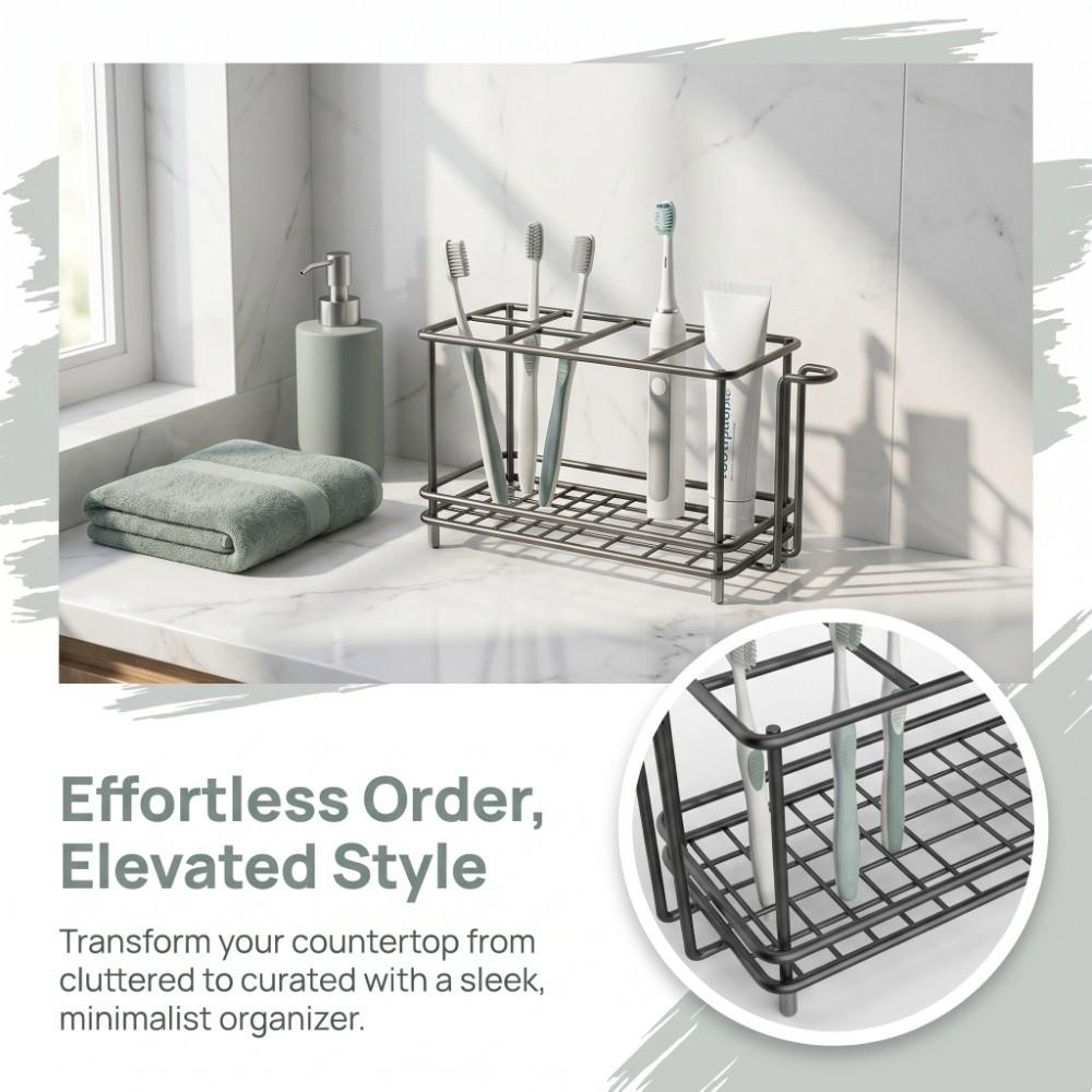 Carbon Steel Bathroom Organizer Non-Slip Electric Toothbrush Stand Toothpaste Shelf Desktop