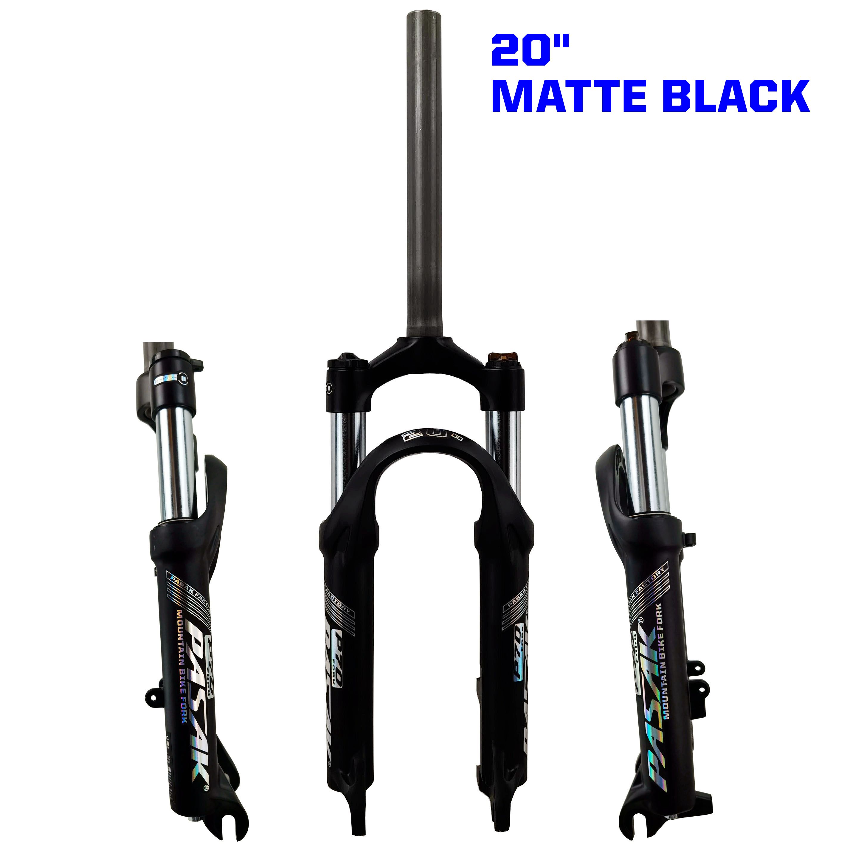 PASAK mountain bike shock absorber air fork/hard and soft adjustable lock 20  24“folding bike/small wheel diameter disc brake 20 matte black