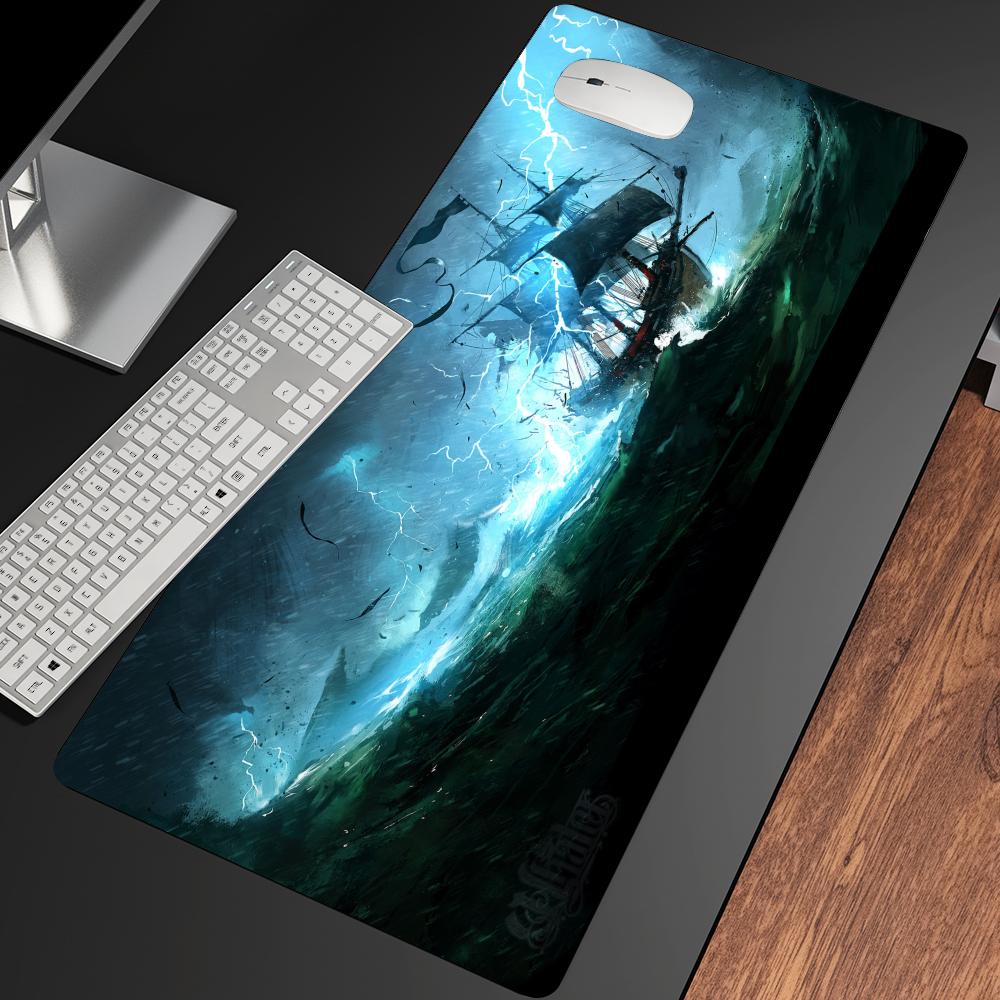 Stormy Seas Ship Ocean Mousepad Desk Mat Gaming Mats Desk Decorating Supplies Mouse Pad Long Pad Office Decor Set Up Carpet