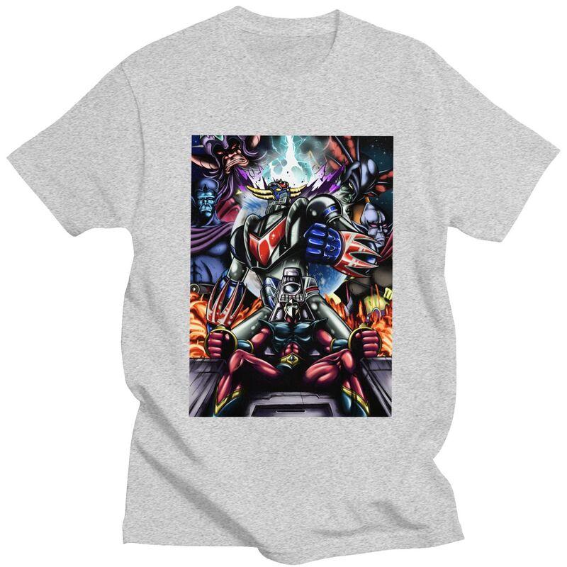 Custom Grendizer T Shirt for Men Pure Cotton Tshirt Tees Goldorak Goldrake Ufo Robot Tshirts Slim Fit Clothing