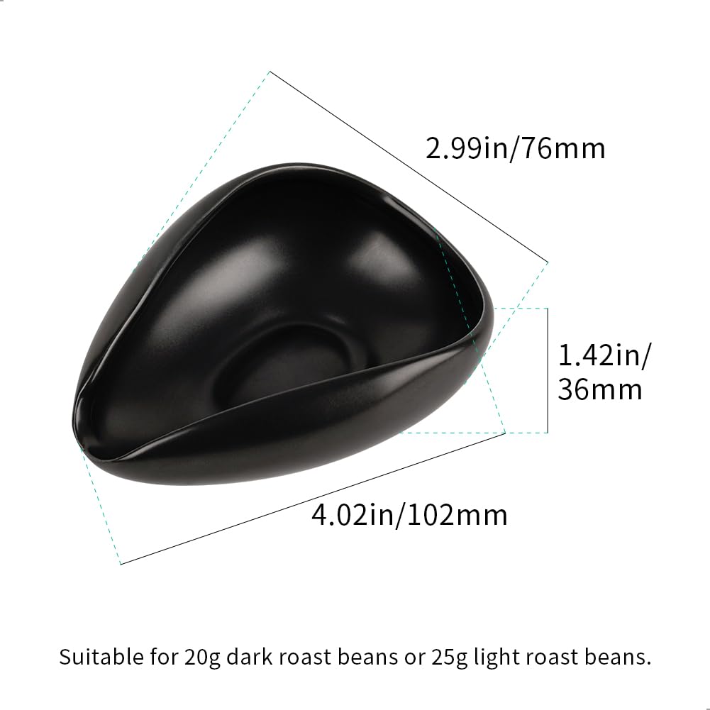 watchget Coffee Bean Cup Ceramic Coffee Bean Measuring Cup Pottery Measuring Tray Coffee Powder Receiver Black