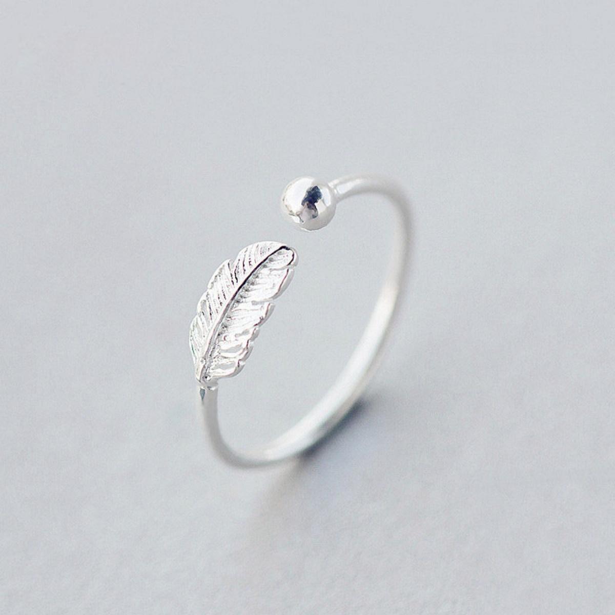 

Miniamalist Silver Color Leaf Finger Rings For Women Men Fashion Vintage Metal Geometric Feather Opening Ring Aesthetic Jewelry