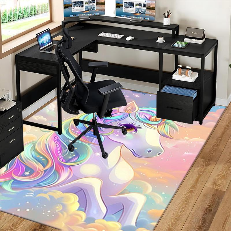 1pc Unicorn Fantasy Office Chair Mat - Anime Cartoon Design, Non-Slip Carpet for Home Decor, Suitable for All Seasons, Perfect Gift for Holidays.H063