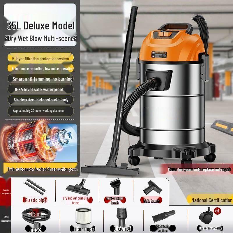 High Suction Power Vacuum Cleaner: Home & Industrial Use, Integrated Sweep & Mop, Dry/Wet Functionality