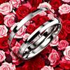 Fashion 8mm Men Stainless Steel Ring with Two-Tone Rose Flower Inlay Rings for Men Women Couple Wedding Party Jewelry No Fade