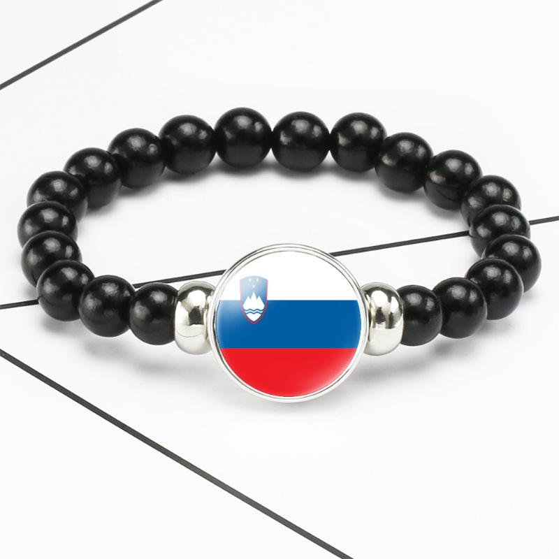 287 Länder Nationalflagge Druckknopf Elastisches Band Perlen Länderflagge Unabhängigkeitstag Perlen Schmuck Perlenarmband