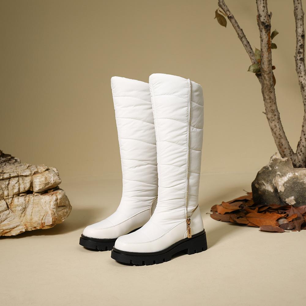 Autumn and Winter New Thickened Velvet Snow Boots Women's Medium and Long Tube Warm and Cold-resistant Boots Flat-bottomed Inner Mongolia Large Cotton