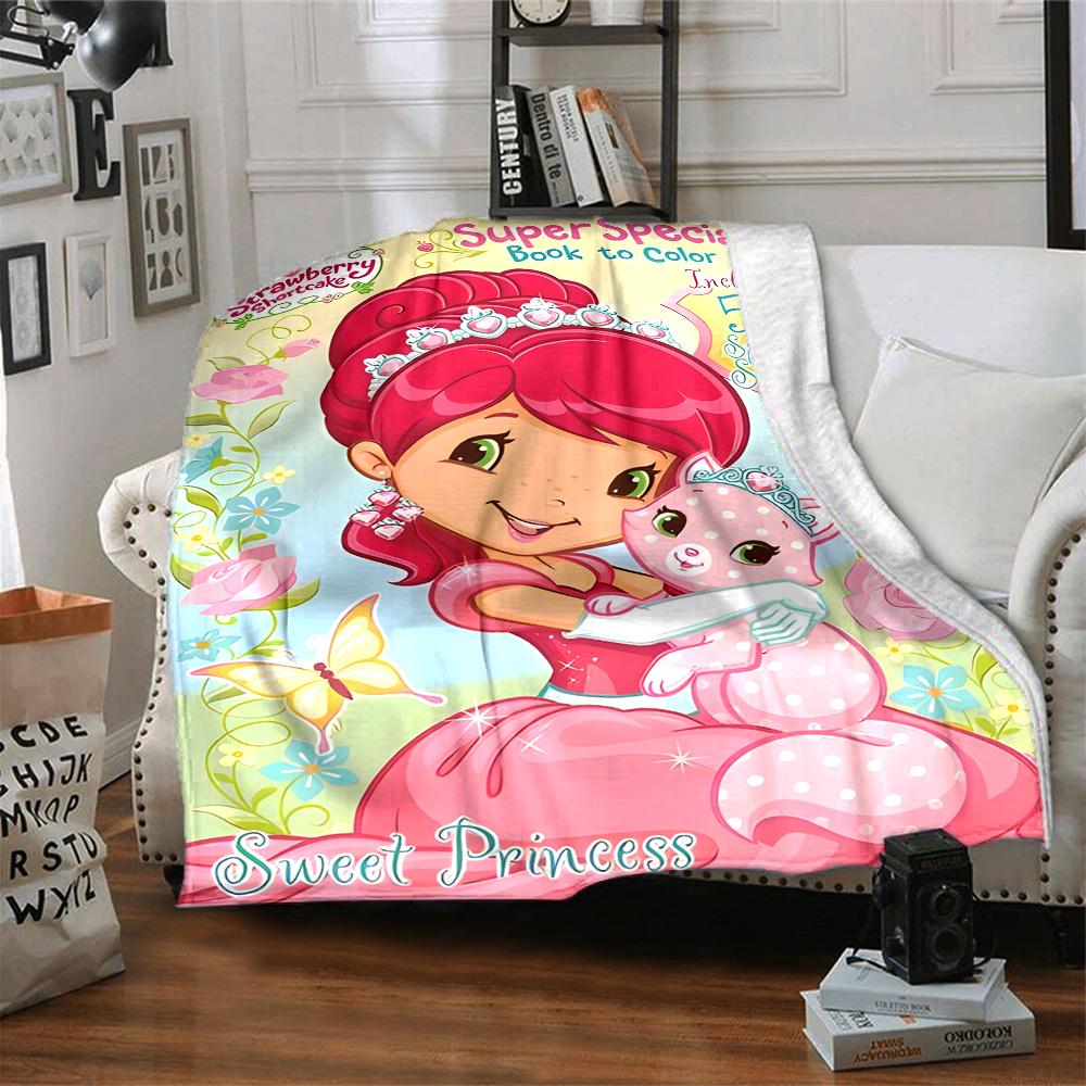 1pc Princess Strawberry10 Blanket, Gift, for Men and Women, Soft Blanket, Good for Sofa Bed Couch Travel, Lightweight Flannel Blanket
