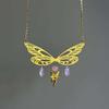 Fairy Wing Pendant Necklace Geometric Copper Art For Ladies