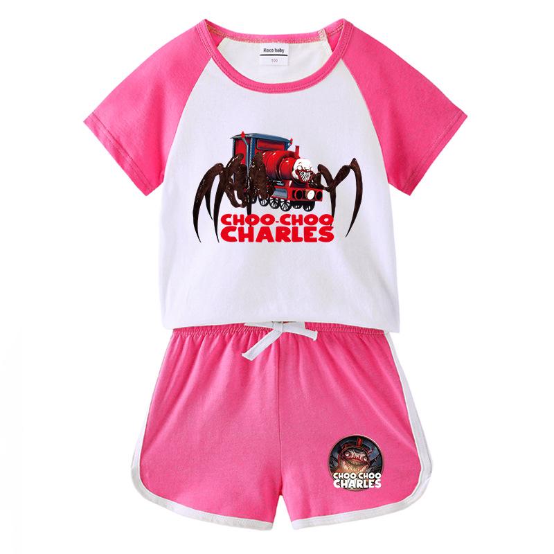 Kids' Summer Color Block Shorts & T-Shirt Set - Boys & Girls Casual Two-Piece Outfit