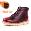 Men Tooling Fashion Casual Leather Shoes High Top Winter Warm Snow Boots Lace-Up Outdoor Motorcycle Ankle Boots Military Style