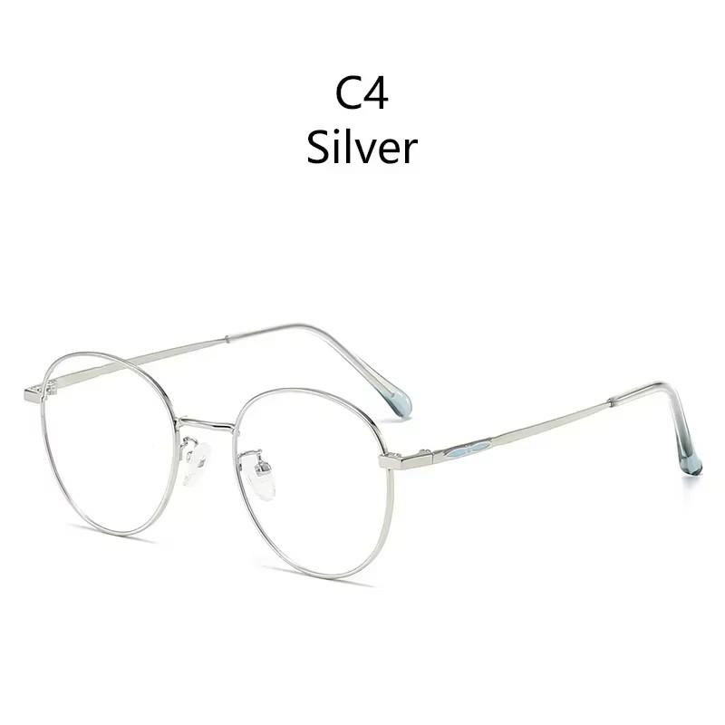 

Ultralight Metal Material Frame Vintage Retro Round Frame Advanced Anti-Blue Lightweight Design Eyeglasses Flat Lens Design For Ladies Anti-Blue Light lens