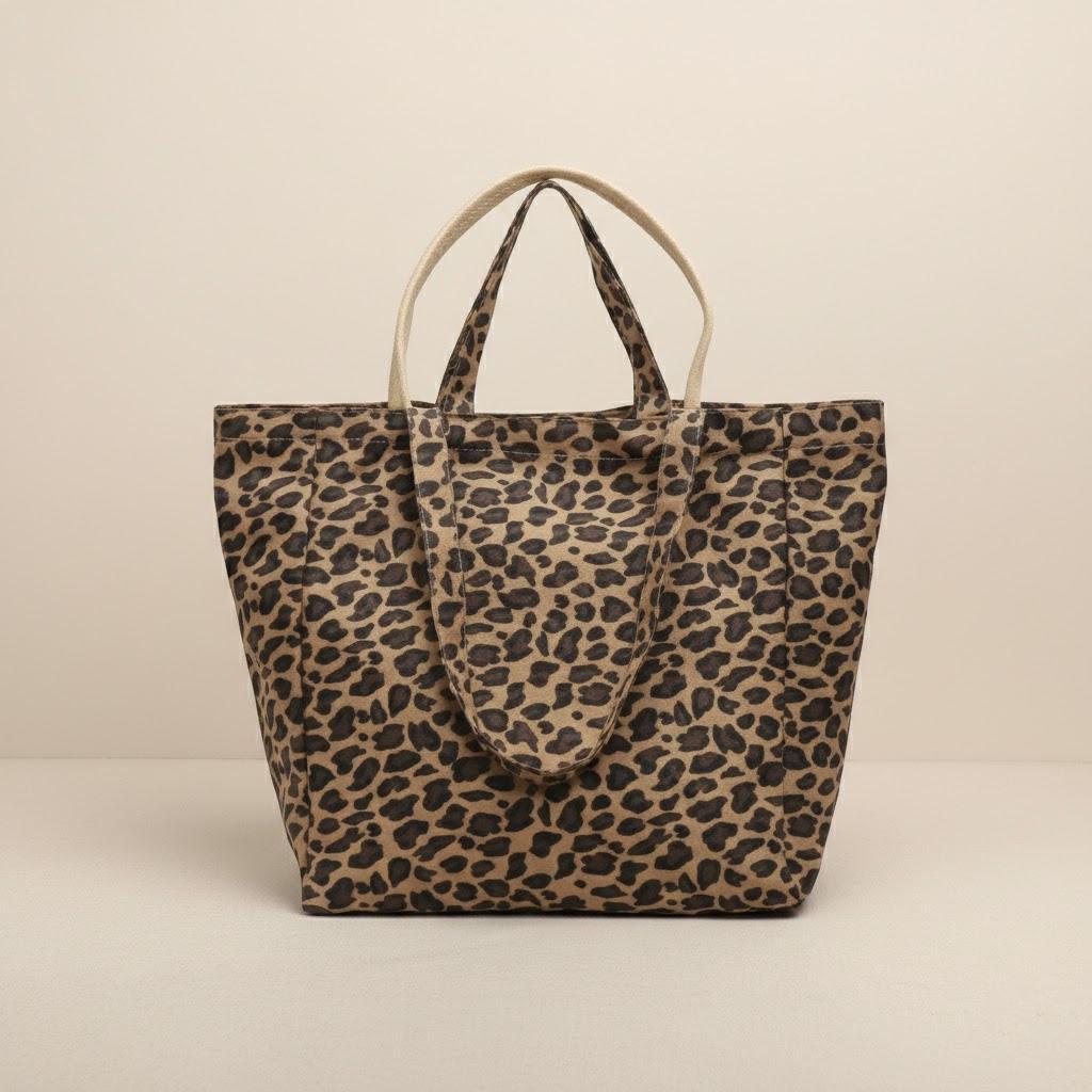 

Leopard Print Canvas Tote Bag Women Large Capacity Fashion Shoulder Crossbody Handbag Casual Shopping Tote Purse коричневий