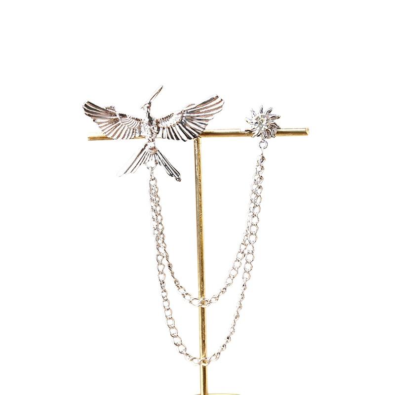 1pc Creative Eagle Shaped Metal Chain Brooches Pin Man Suit Shirt Lapel Pin Women Jewelry Accessries