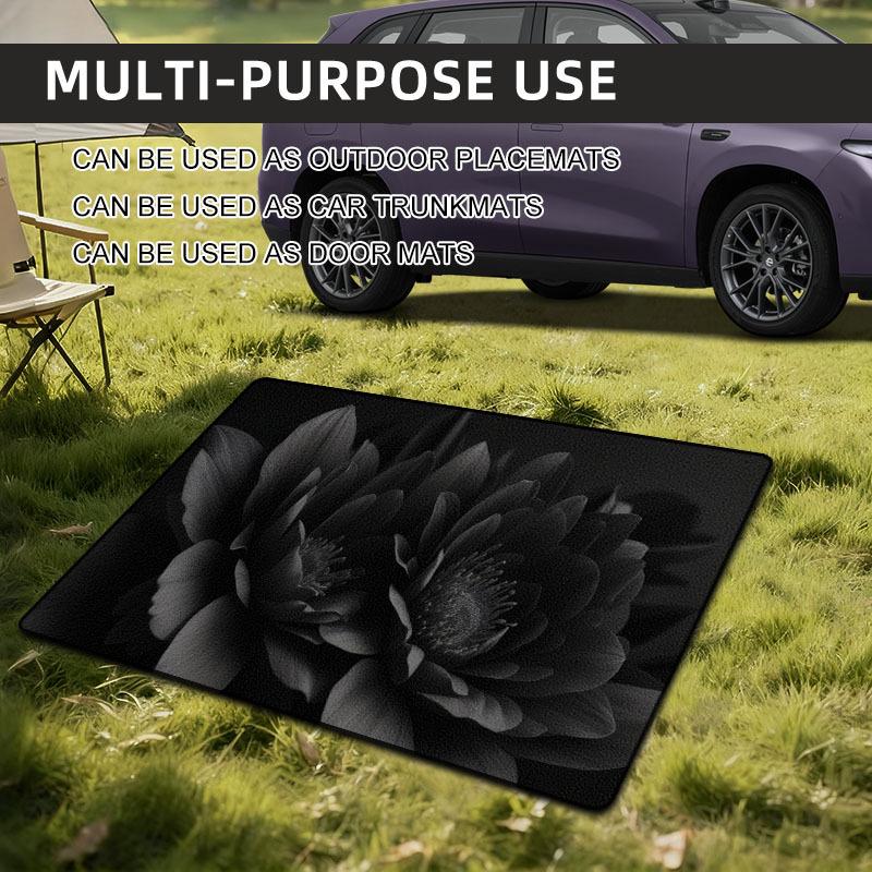 1pc Dark Gothic Large Floral Cool Individual Car Trunk Mat Car Interior Protection Trunk Mat Durable Polyester Floor Liner Safe