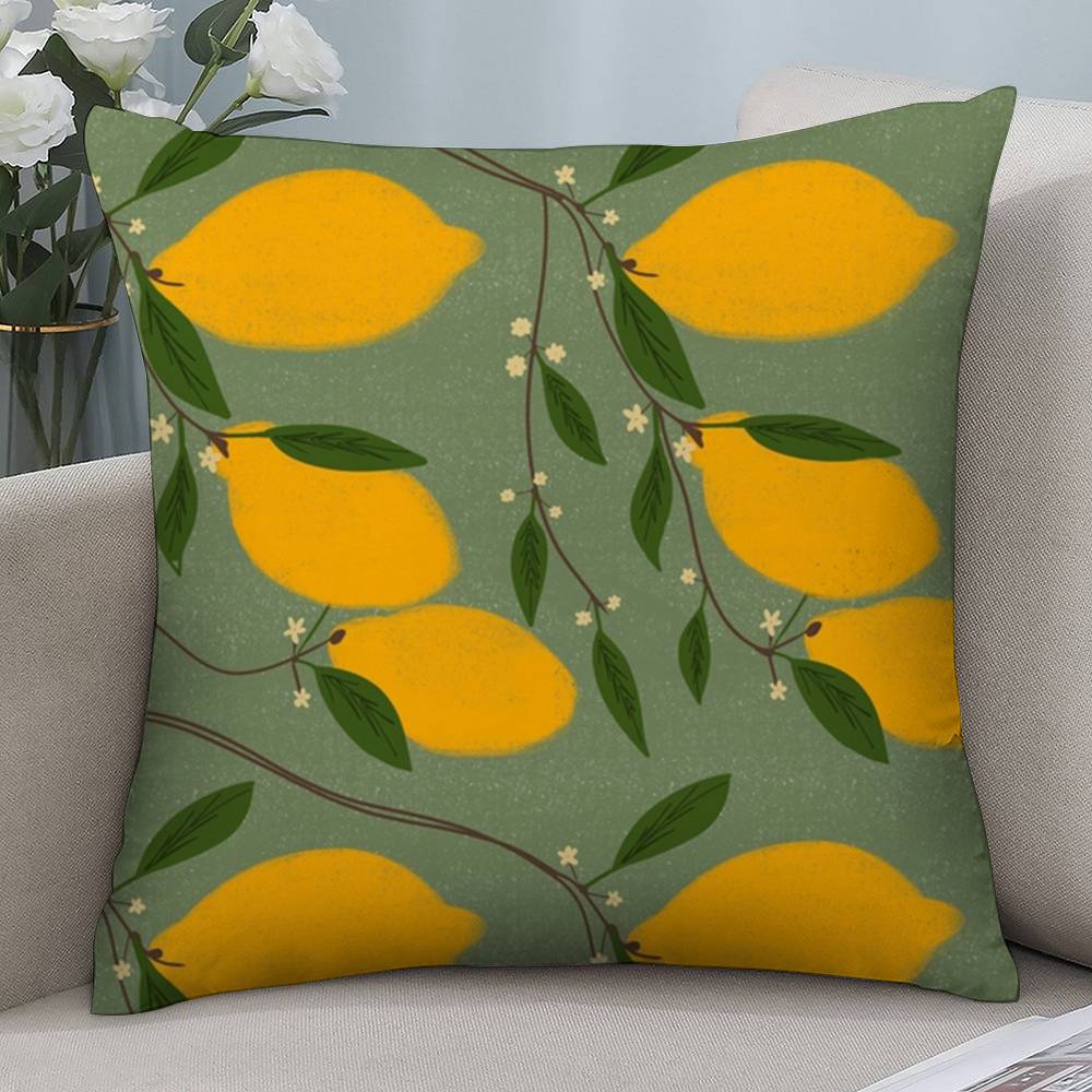 

Abstract Lemon Art Pillow Case Short plush Double-sided Print Square Throw Pillow Covers Sofa Home Cushion Decor 12x12Inch