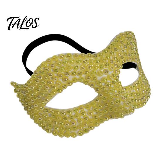 Adjustable Party Masks Halloween Half Face Masquerade Mask, Pearl Decor Venetian Luxurious Evening Elegant Costume Accessory for Stage Show