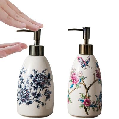 Vintage Blumenmuster Keramik Handdesinfektionsflasche Leerer Handseifenbehälter Geschenk für Freundin