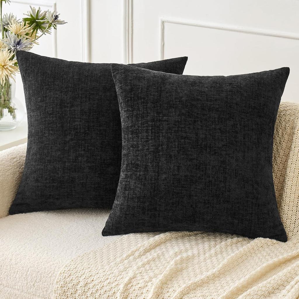 Chenille Kissenbezüge 45x45 cm Weich Dunkelgrün Dekorative Zierkissenbezüge Quadratische Kissenhüllen Unifarbene Kissenbezüge für Sofa