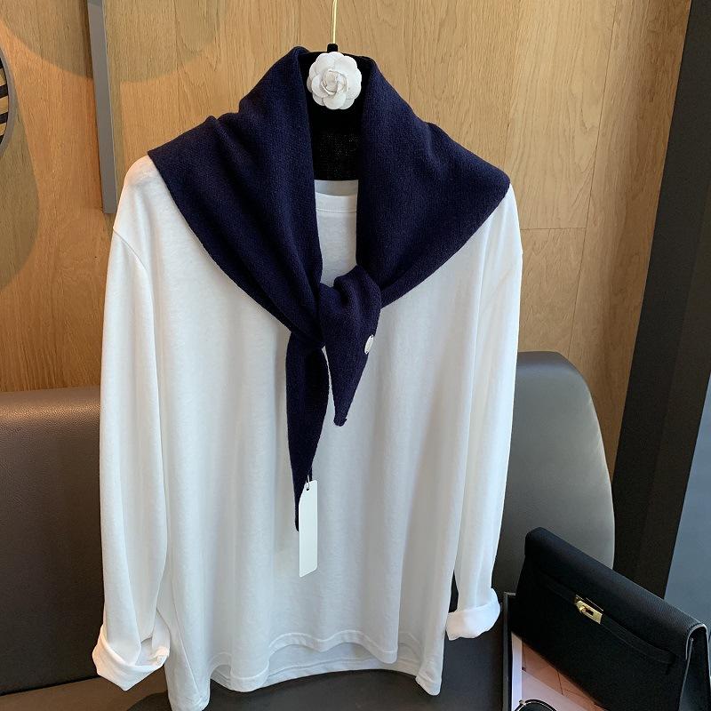 100% Wool Korean Style Winter Fashion Warm Knitted Triangular Hijab Scarf Women Headscarf Shawl Multi-functional Neckerchief