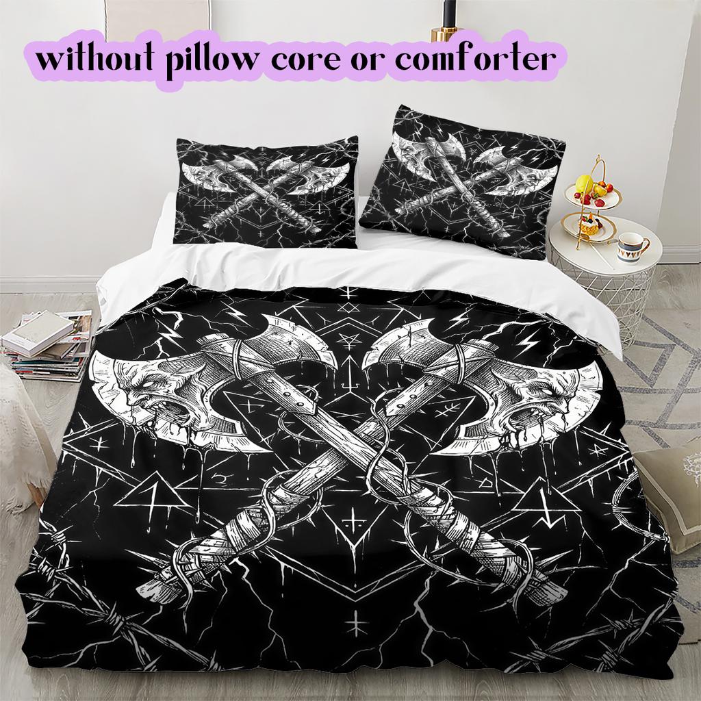 Thorn Gothic Dark Pattern Bedding Quilt Set Quilt Cover Pillowcase Home Decoration Birthday Gift (1 * duvet cover + 2 * pillowcase, without core)