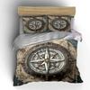 Vintage Nautical Compass Decor Set Soft Skin-Friendly Bedding Set Includes 1 Duvet Cover And 2 Pillowcase Gift