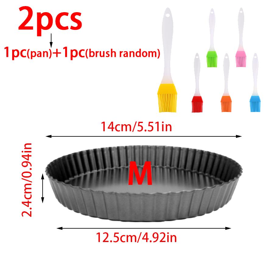 2pcs Non-Stick Chrysanthemum Pie Pan & Brush Pizza Pie Shaping Mold Home Kitchen Restaurant Baking Tool for Party Festival XJM